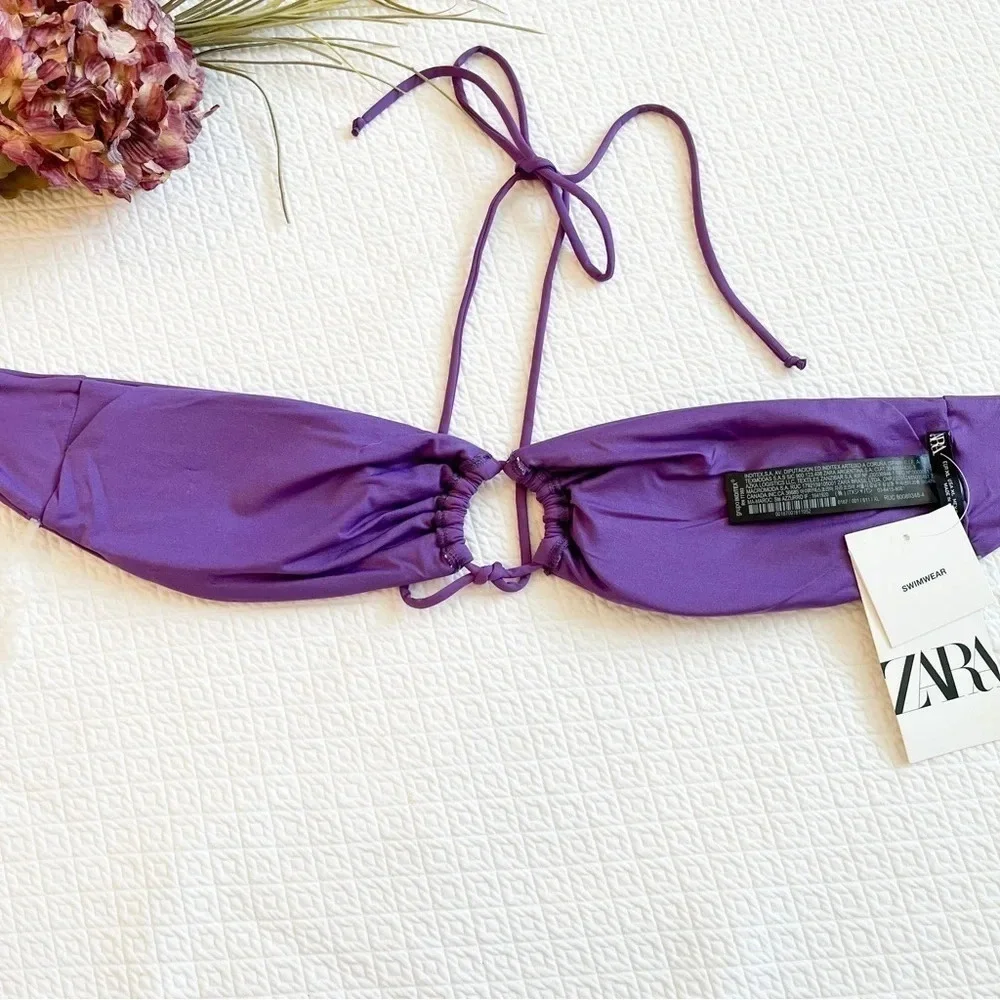 Zara Purple Ring Detail Bandeau Bikini Set